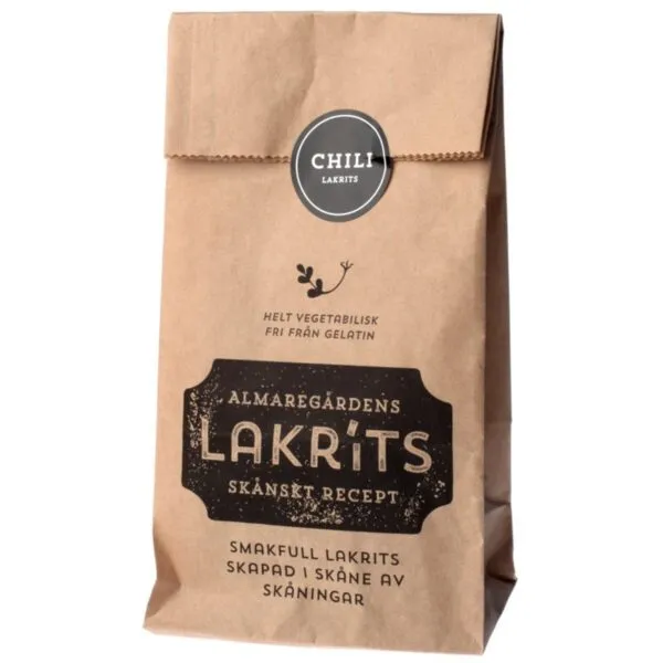 Almaregårdens Lakritz Chili aus Schweden - Lakritzstückchen mit Chili-Geschmack (150g)