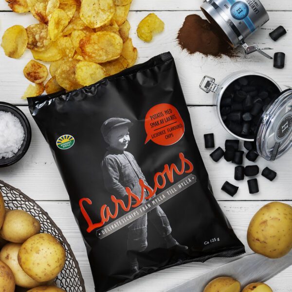 Larssons Kartoffelchips mit Lakritzgeschmack (125g)
