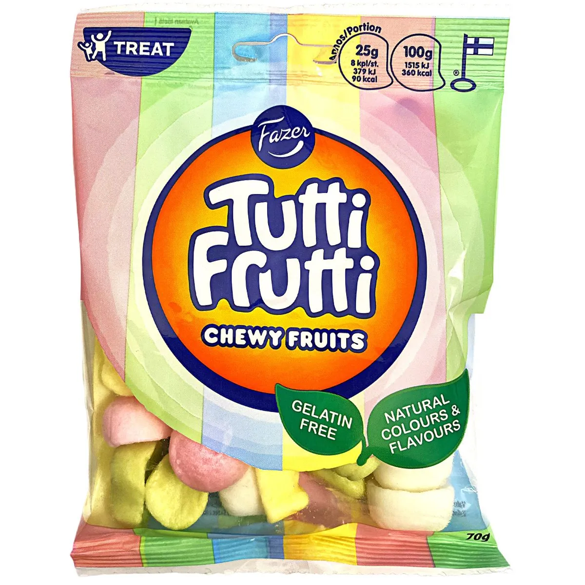 6416453039537FA-1 Fazer Tutti Frutti CHEWY FRUITS (80g)
