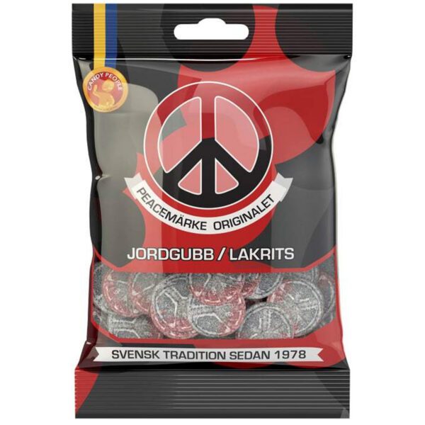 Candypeople Peacemärke Jordgubb / Lakrits - Erdbeer / Lakritz (80g)