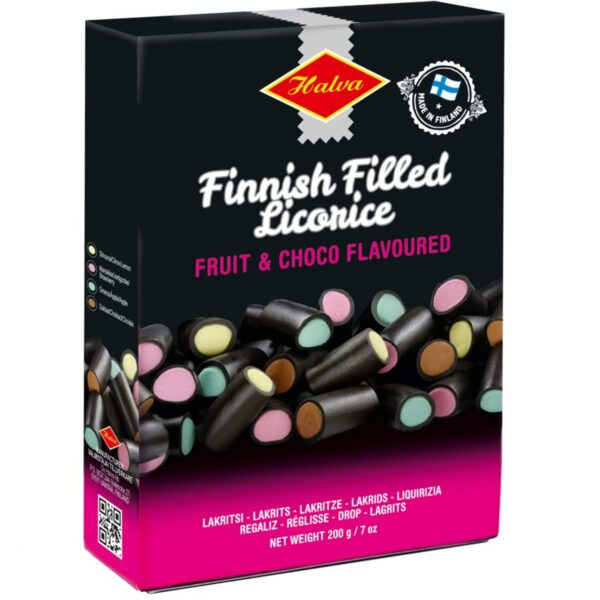 Halva Finnish Filled Licorice - Lakritz Box - Frucht/Schoko (200g)