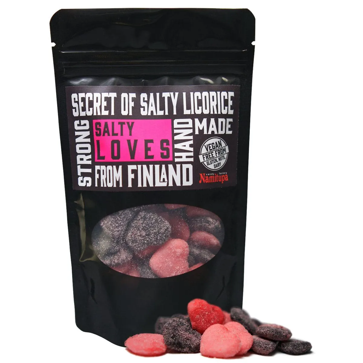 6430022138049NA-1 Namitupa Salty Loves Salmiac-Bonbons aus Finnland (100g)