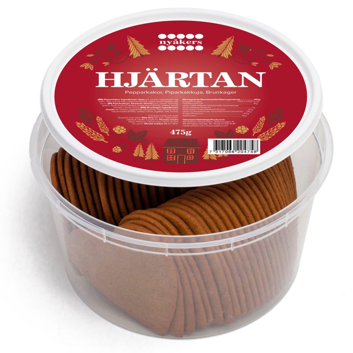 Nyåkers HJÄRTAN Pepparkakor - Pfefferkuchen-Herzen, Dose (475g) 1