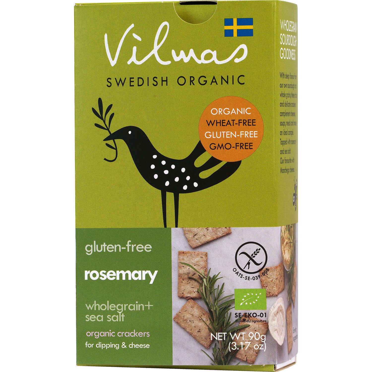 Vilmas Rosemary ORGANIC-Cracker, glutenfrei (90g) (zzgl. Versand • 32,78 € / 1kg)