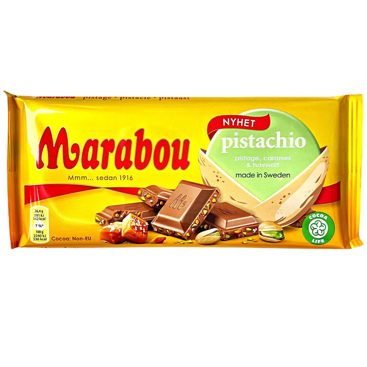 7622201507510MAR-1 Marabou Pistachio, Caramel & Havssalt - Pistazie (185g)