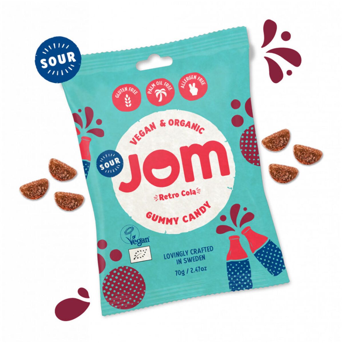 JOM Sour Retro Cola Gummy Candy, organic und vegan (70g) 1