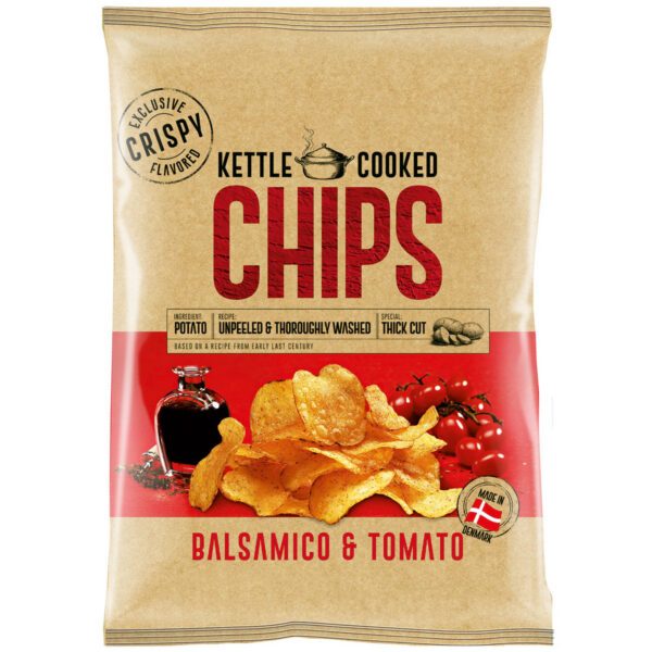 OK Snacks Kettle Chips BALSAMICO & TOMATO aus Dänemark (150g)