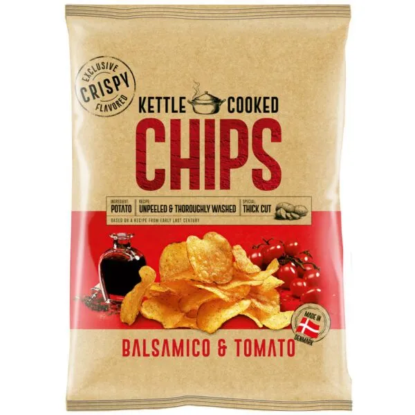 OK Snacks Kettle Chips BALSAMICO & TOMATO aus Dänemark (150g)