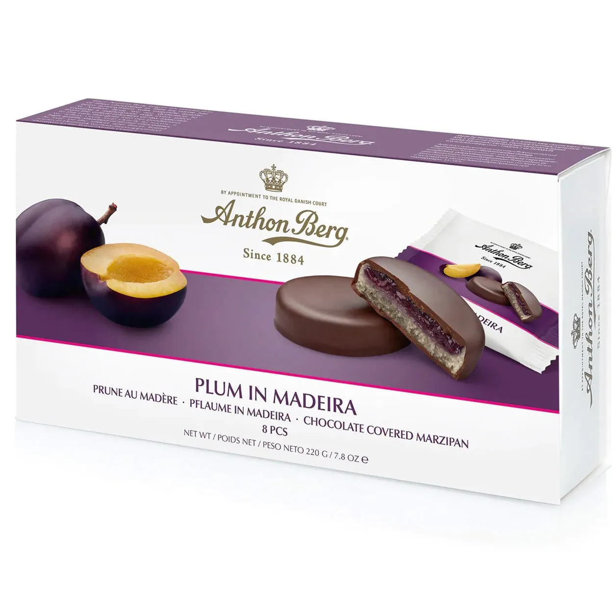 5774540984155ANT-1 Anthon Berg - Plum in Madeira - Marzipan Pralinen mit Pflaumenfüllung (220g)