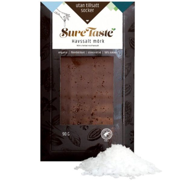 Sure Taste Mjölkchoklad med havssalt - Milchschokolade mit Meersalz und OHNE ZUCKER! (zuckerfrei) (90g)