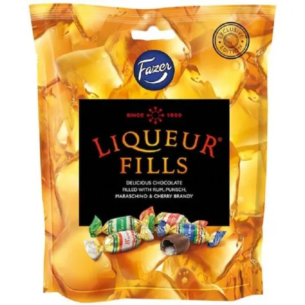 Fazer Liqueur Fills – Schokoladenpralinen mit Likörfüllung (165g)