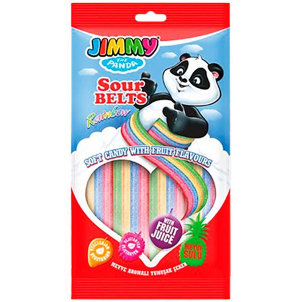 Jimmy the Panda Sour Belts – Fruchtige saure Regenbogenstreifen (80g)