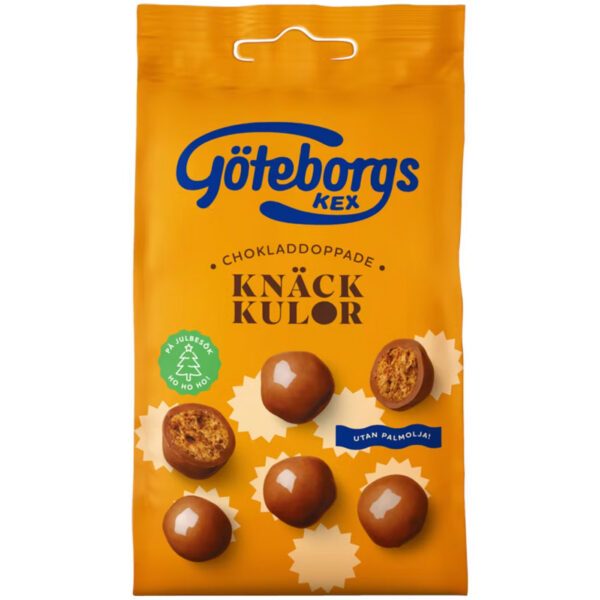 Göteborgs Kex Knäckkulor Chokladdoppade – Knusprige Karamell-Keks-Kugeln in Milchschokolade (120g)