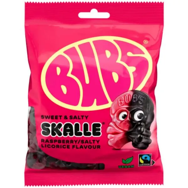 Bubs Skalle Hallon/Lakrits – Himbeer-Lakritz-Schädel (90g)