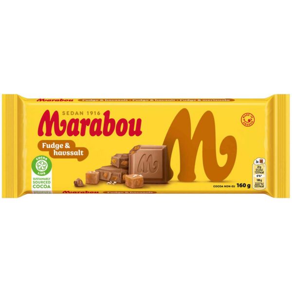 Marabou Fudge & Havssalt – Milchschokolade mit Karamellfudge und Meersalz (160g)