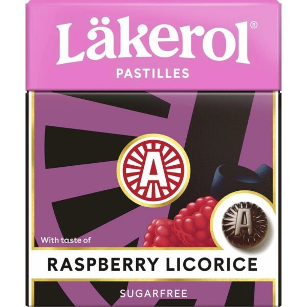 Läkerol Raspberry Licorice - Zuckerfreie Pastillen mit Himbeer-Lakritz-Geschmack (25g)