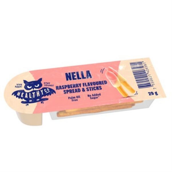HealthyCo Nella - Cremiger Himbeeraufstrich mit Gebäcksticks (29g)