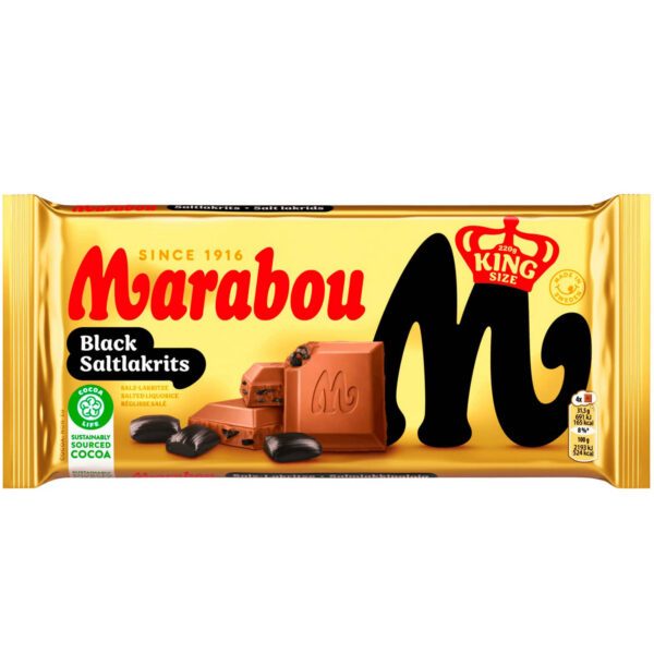 Marabou Black Salzlakritz – Vollmilchschokolade mit Salzlakritzstückchen (220g)