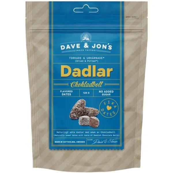 Dave & Jones Dates Chocolate Ball - Datteln mit Schokoladenkugel-Geschmack (125g)