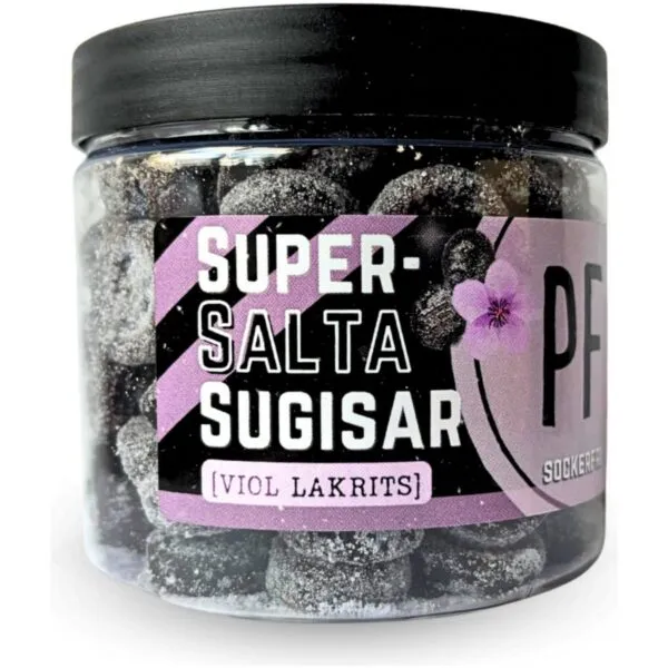 Pastillfabriken Supersalta Sugisar Viol - Zuckerfreie Lakritzpastillen mit Veilchen (105g)