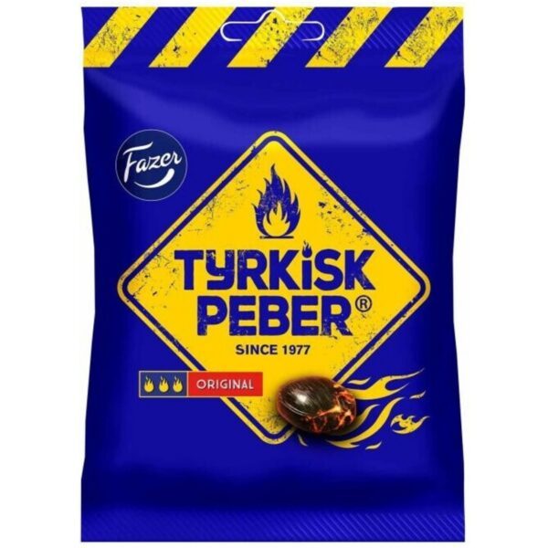 Fazer Tyrkisk Peber Original - extra starke Lakritzbonbons mit Salmiakfüllung (150g)