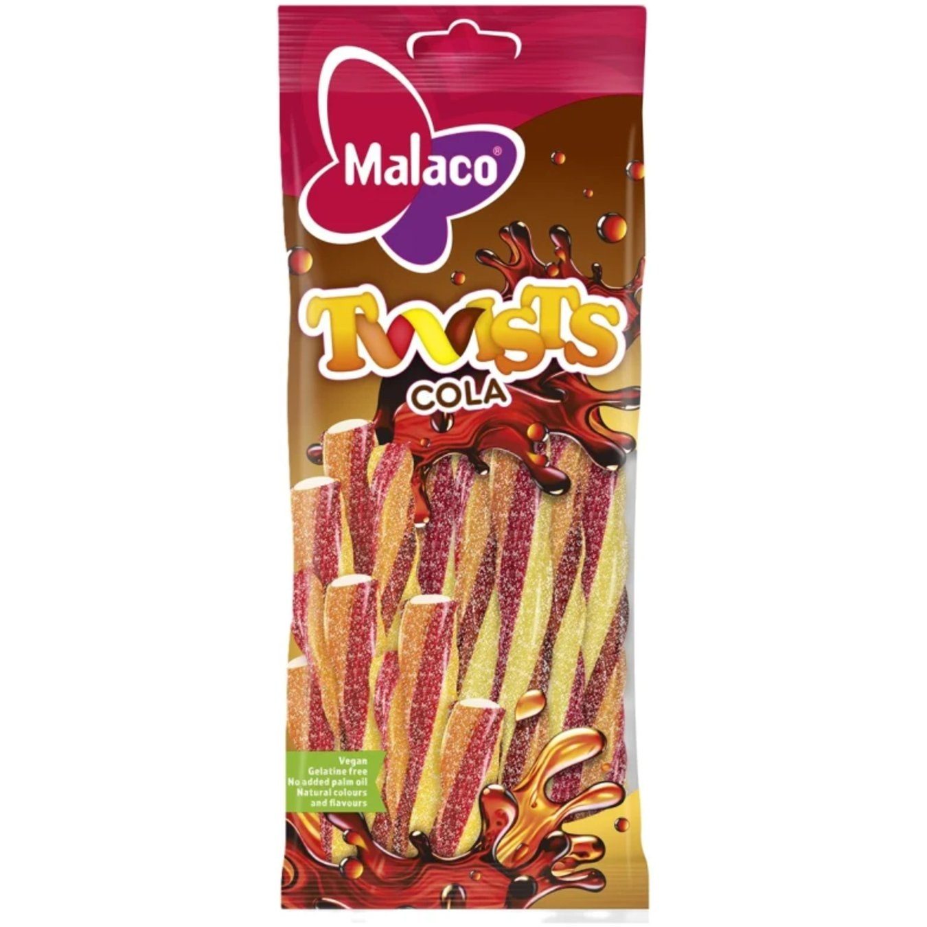 Malaco Twists Cola - Fruchtgummi-Stangen mit Colageschmack (100g) (zzgl. Versand • 15,90 € / 1kg)