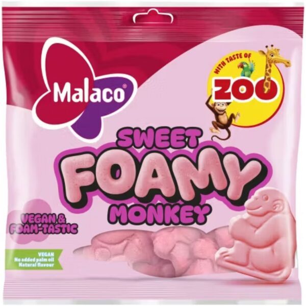 Malaco Zoo Sweet Foamy Monkeys - Schaumzucker-Affen mit Fruchtgeschmack (115g)