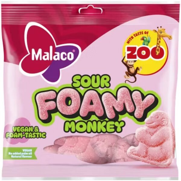 Malaco Zoo Sour Foamy Monkey - Saure Schaumzucker-Affen mit Fruchtgeschmack (115g)