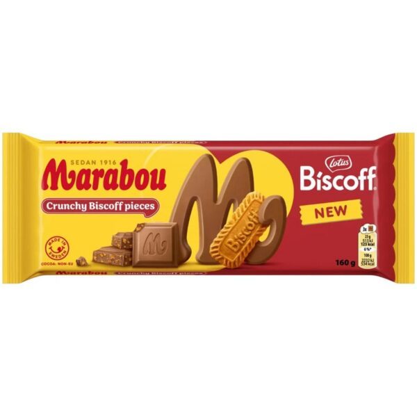 Marabou Crunchy Biscoff pieces - Vollmilchschokolade mit karamellisierten Keksstückchen (160g)