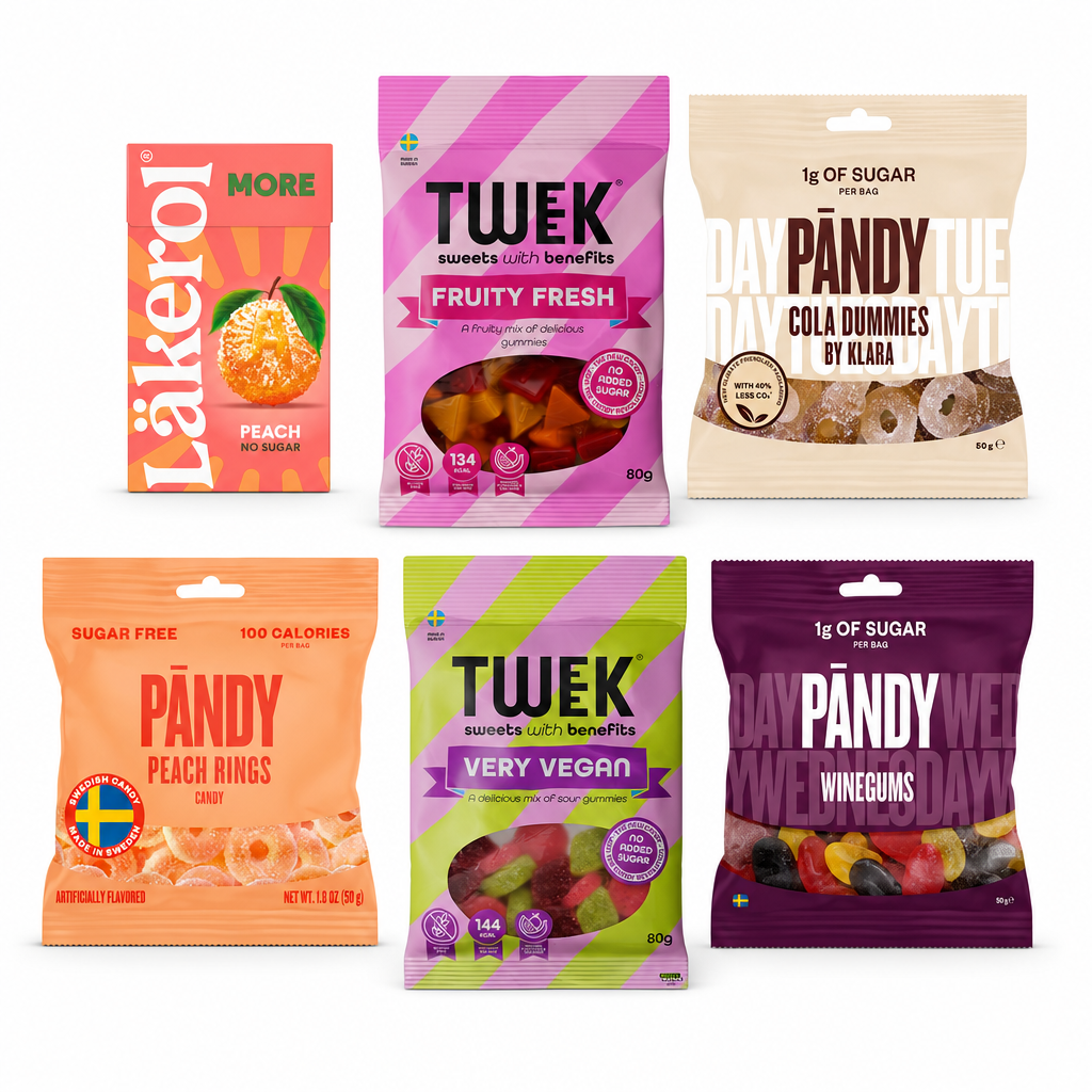 Zuckerfreies Fruchtgummi Sortiment aus Schweden (340g) (zzgl. Versand • 38,21 € / 1kg)