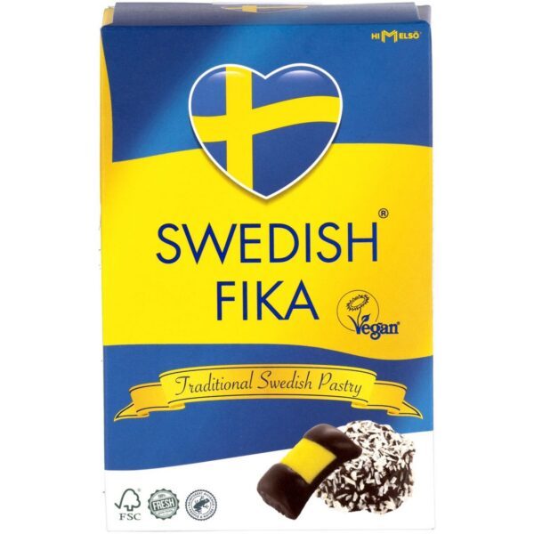 Swedish Fika Traditional Pastry Box - Geschenkbox mit Chokladbollar und Dammsugare (300g)